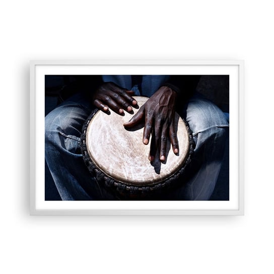 Obraz - Plakat - Żyj w swoim rytmie - 70x50cm - Bęben Muzyka Afryka - Nowoczesny modny obraz Plakat rama biała ARTTOR ARTTOR
