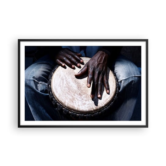 Obraz - Plakat - Żyj w swoim rytmie - 91x61cm - Bęben Muzyka Afryka - Foto Plakaty na ścianę w czarnej ramie - Plakat do Salonu Sypialni ARTTOR ARTTOR