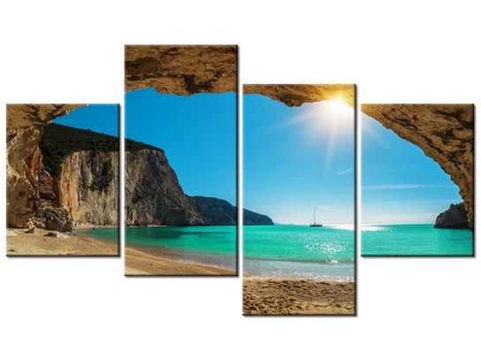 Obraz, Plaża Porto Katsiki, 4 elementy, 120x70 cm Oobrazy