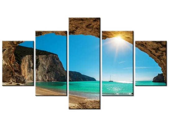 Obraz Plaża Porto Katsiki, 5 elementów, 125x70 cm Oobrazy