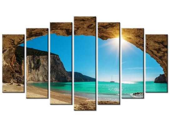 Obraz, Plaża Porto Katsiki, 7 elementów, 140x80 cm Oobrazy