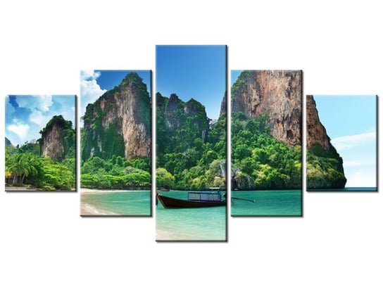 Obraz, Plaża w Tajlandii, 5 elementów, 150x80 cm Oobrazy