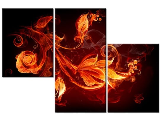 Obraz Płomienne kwiaty, 3 elementy, 90x60 cm Oobrazy