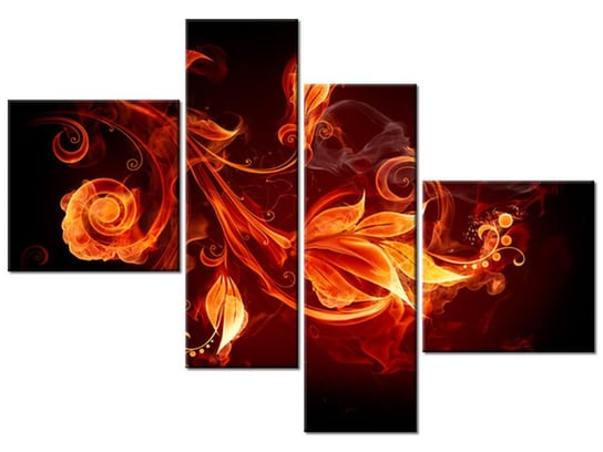 Obraz Płomienne kwiaty, 4 elementy, 100x70 cm Oobrazy