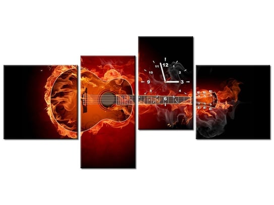 Obraz, Płonąca gitara, 4 elementów, 140x70 cm Oobrazy