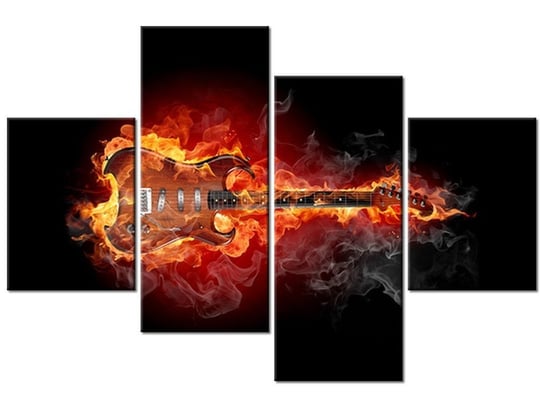 Obraz, Płonąca gitara, 4 elementy, 120x80 cm Oobrazy