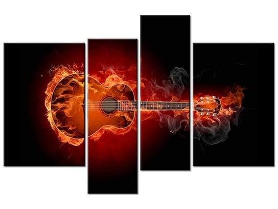 Obraz Płonąca gitara, 4 elementy, 130x85 cm Oobrazy