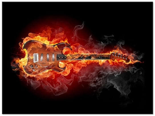 Obraz Płonąca gitara, 40x30 cm Oobrazy