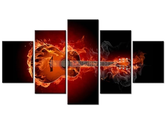 Obraz Płonąca gitara, 5 elementów, 150x80 cm Oobrazy