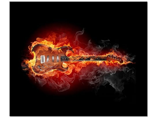 Obraz Płonąca gitara, 60x50 cm Oobrazy