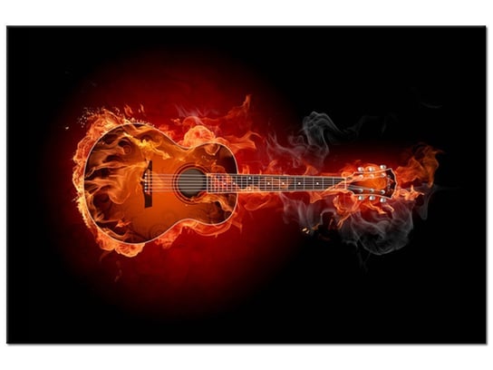 Obraz Płonąca gitara, 90x60 cm Oobrazy