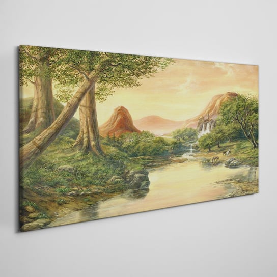 Obraz płótno Fantasy drzewa góry krajobraz 100x50 Coloray
