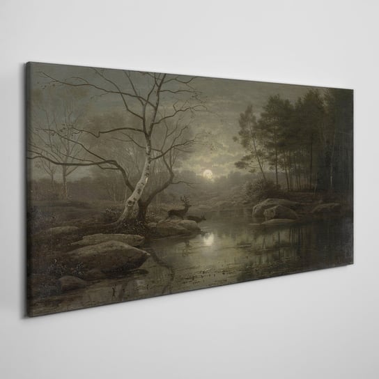 Obraz płótno Księżyc drzewa natura rzeka 100x50 cm Coloray