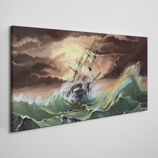 Obraz płótno Łódź statek ocean burza fale 100x50 Coloray