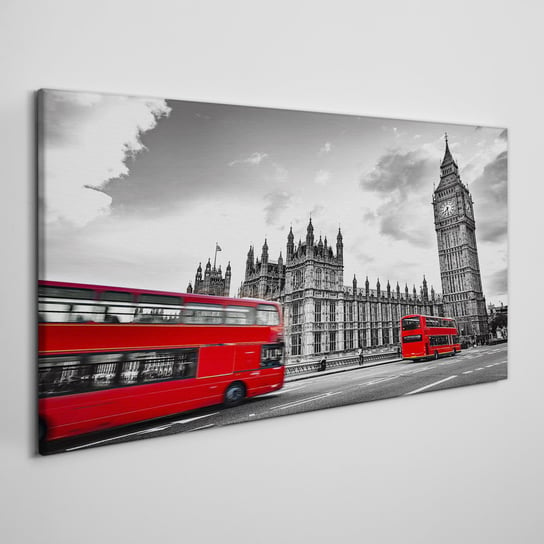 Obraz płótno Londyn oko czerwień autobusy 100x50 Coloray
