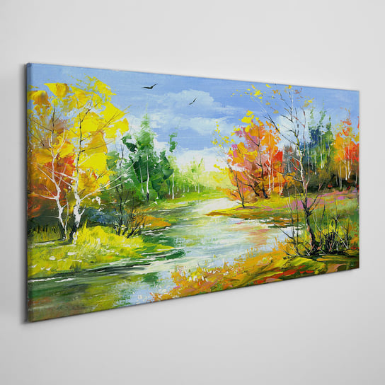Obraz płótno Malarstwo las rzeka przyroda 100x50 Coloray