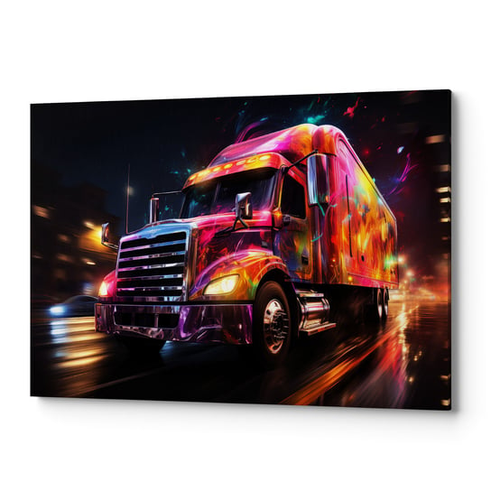 Obraz płótno na ścianę do salonu sypialni CIĘŻARÓWKA NOC CARS00042 50x70 Wave Print