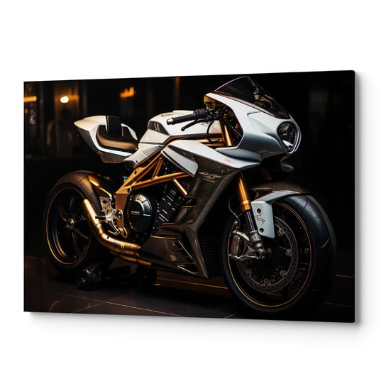 Obraz płótno na ścianę do salonu sypialni MOTOCYKL BIAŁY CARS00090 70x100 Wave Print