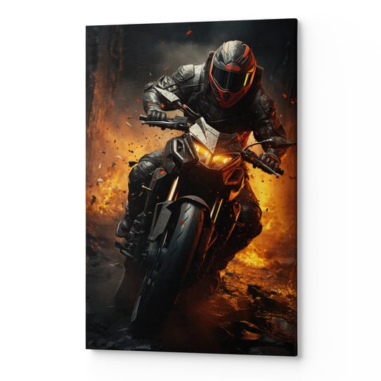 Obraz płótno na ścianę salon sypialnia MOTOCYKLISTA CZARNY CARS00441 30x40 Wave Print