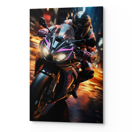 Obraz płótno na ścianę salon sypialnia MOTOCYKLISTA WYŚCIG CARS00385 50x70 Wave Print