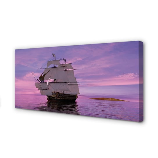 Obraz płótno TULUP Fioletowe niebo statek morze, 100x50 cm cm Tulup