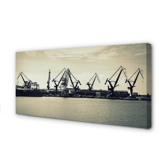 Obraz płótno TULUP Gdańsk Stocznia żurawie rzeka, 100x50 cm cm Tulup