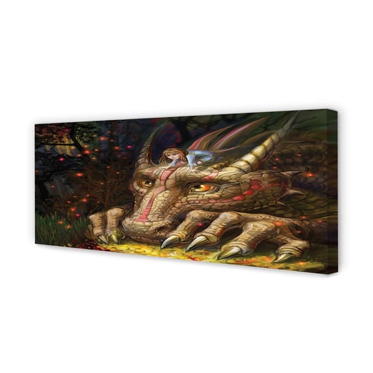 Obraz płótno TULUP Głowa smoka las dziewczynka, 125x50 cm Tulup