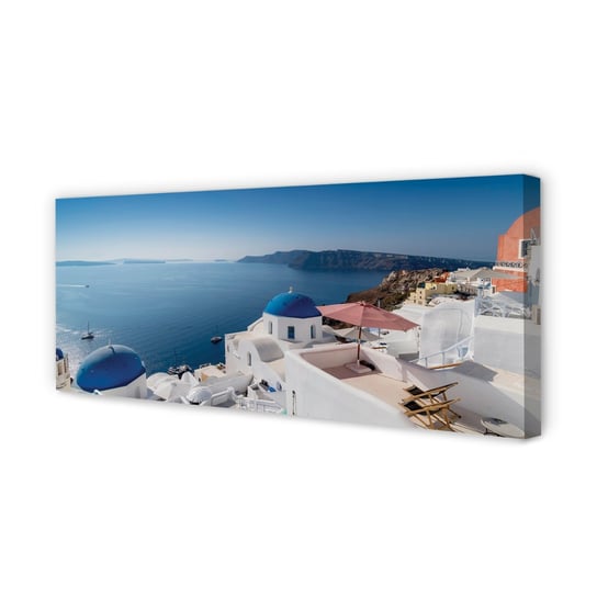 Obraz płótno TULUP Grecja Morze budynki panorama, 125x50 cm Tulup