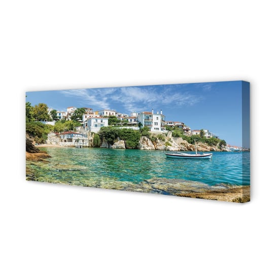 Obraz płótno TULUP Grecja Morze miasto natura, 125x50 cm Tulup