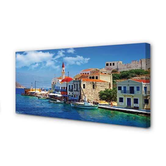 Obraz płótno TULUP Grecja Wybrzeże góry morze, 120x60 cm Tulup