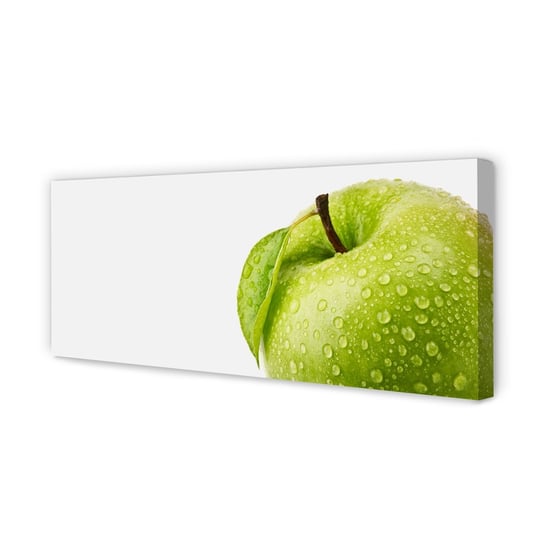 Obraz płótno TULUP Jabłko zielone krople wody, 125x50 cm Tulup
