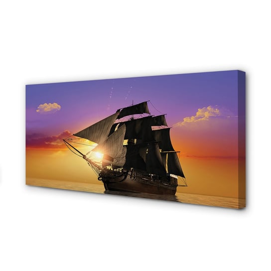 Obraz płótno TULUP Kolorowe niebo statek morze, 120x60 cm Tulup