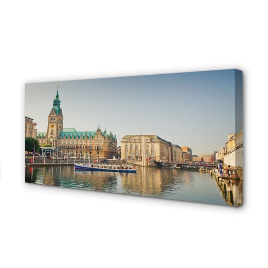 Obraz płótno TULUP Niemcy Rzeka katedra Hamburg, 100x50 cm cm Tulup