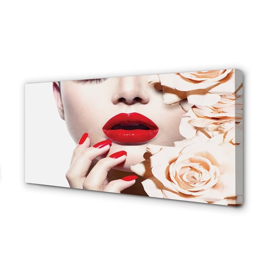 Obraz płótno TULUP Róże kobieta czerwone usta, 100x50 cm cm Tulup