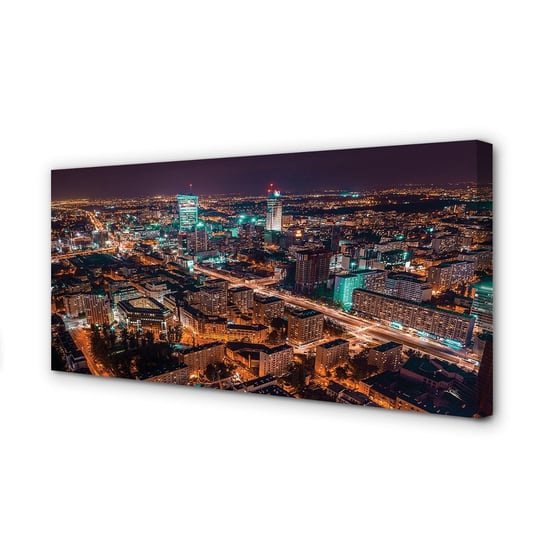 Obraz płótno TULUP Warszawa Miasto noc panorama, 100x50 cm cm Tulup