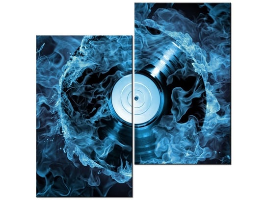 Obraz Płyta winylowa w błękicie, 2 elementy, 60x60 cm Oobrazy