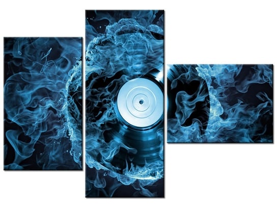 Obraz Płyta winylowa w błękicie, 3 elementy, 100x70 cm Oobrazy