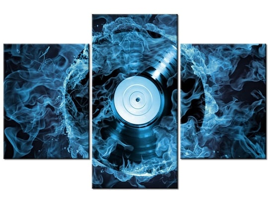 Obraz Płyta winylowa w błękicie, 3 elementy, 90x60 cm Oobrazy
