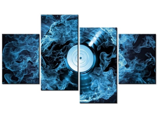 Obraz Płyta winylowa w błękicie, 4 elementy, 120x70 cm Oobrazy
