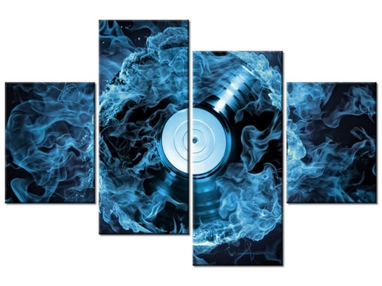 Obraz Płyta winylowa w błękicie, 4 elementy, 120x80 cm Oobrazy