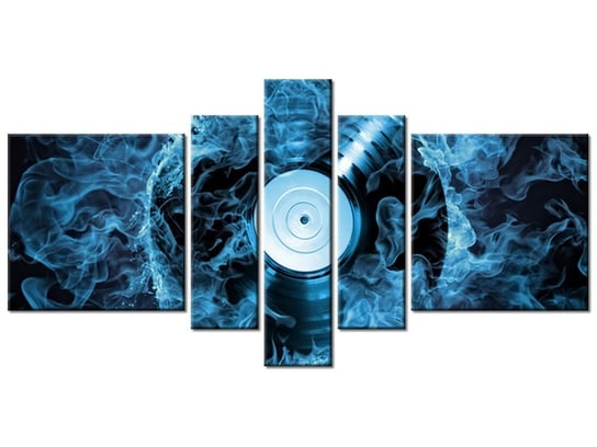 Obraz Płyta winylowa w błękicie, 5 elementów, 160x80 cm Oobrazy