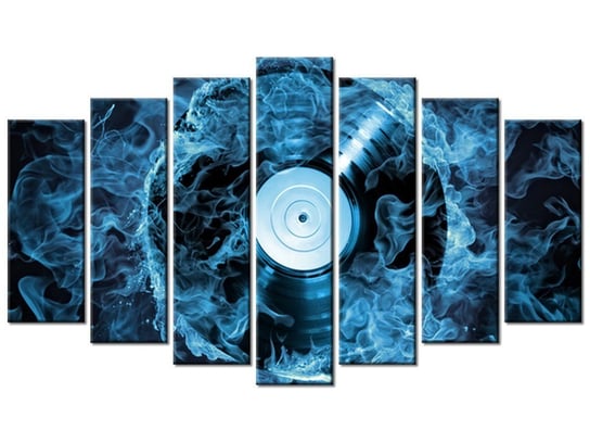 Obraz Płyta winylowa w błękicie, 7 elementów, 140x80 cm Oobrazy
