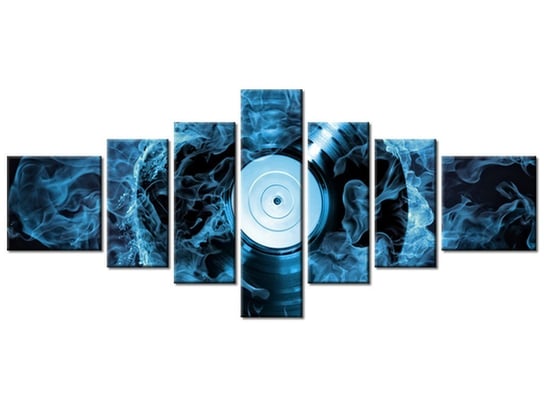 Obraz Płyta winylowa w błękicie, 7 elementów, 160x70 cm Oobrazy