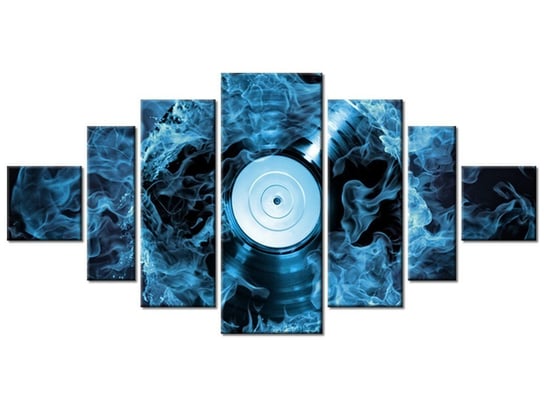 Obraz Płyta winylowa w błękicie, 7 elementów, 200x100 cm Oobrazy