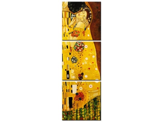 Obraz, Pocałunek wg Gustav Klimt, 3 elementy, 30x90 cm Oobrazy