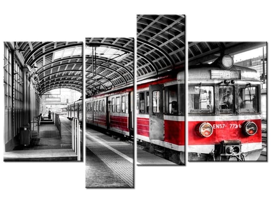 Obraz, Pociąg na peronie, 4 elementy, 130x85 cm Oobrazy