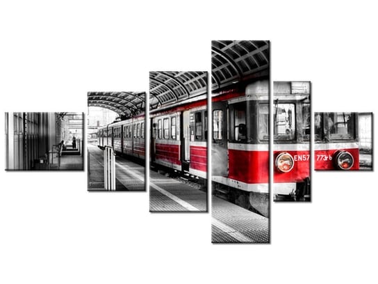 Obraz Pociąg na peronie, 6 elementów, 180x100 cm Oobrazy