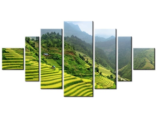 Obraz Pola ryżowe Mu Cang Chai, 7 elementów, 200x100 cm Oobrazy
