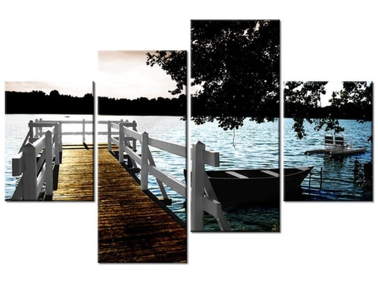 Obraz, Pomost nad jeziorem, 4 elementy, 120x80 cm Oobrazy