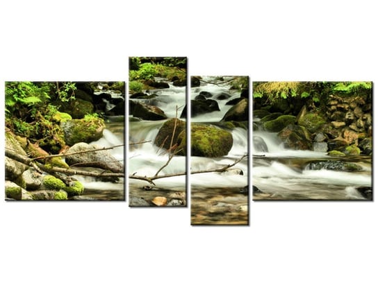 Obraz Potok wśród drzew, 4 elementy, 120x55 cm Oobrazy